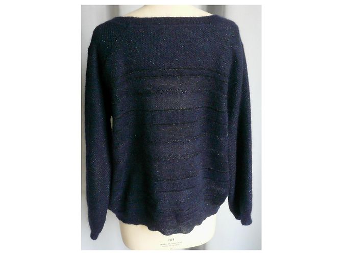Vanessa Bruno Athe DIE VANESSA BRUNO Wunderschöner marineblauer Mohair-Pullover mit silbernen Fäden T2 - Ansicht 2