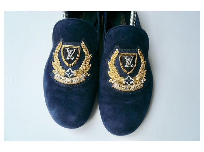LOUIS VUITTON Pantofole in camoscio blu marino taglia 38 IT Blu scuro - vista 2