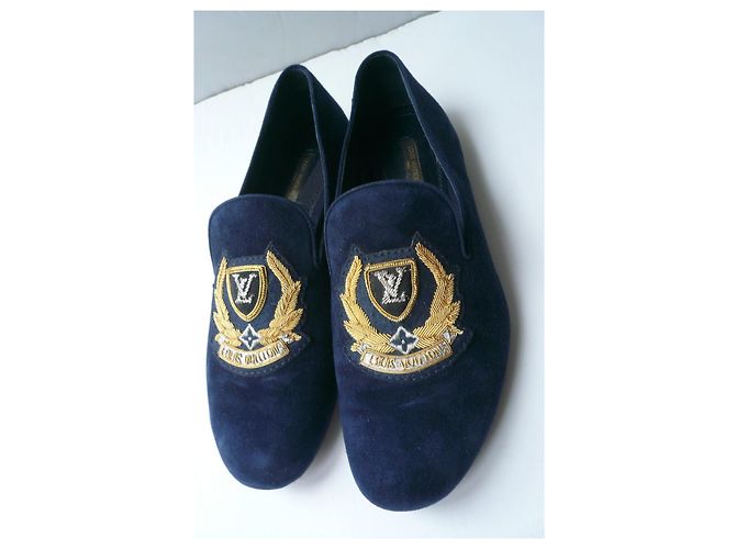 LOUIS VUITTON Pantofole in camoscio blu marino taglia 38 IT Blu scuro - vista 3