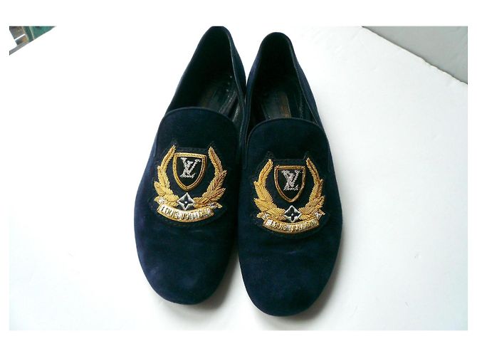 LOUIS VUITTON Pantofole in camoscio blu marino taglia 38 IT Blu scuro - vista 9