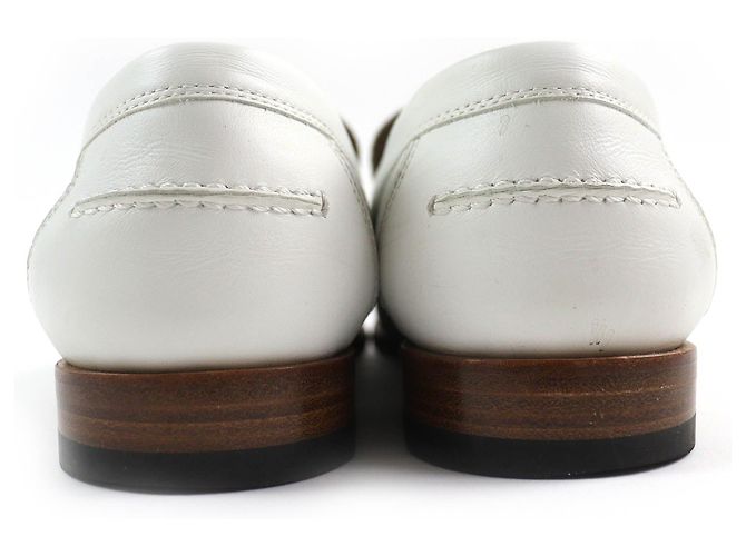 Hermès Mocassins en cuir à boucle Hermes Kelly blancs - vue 6