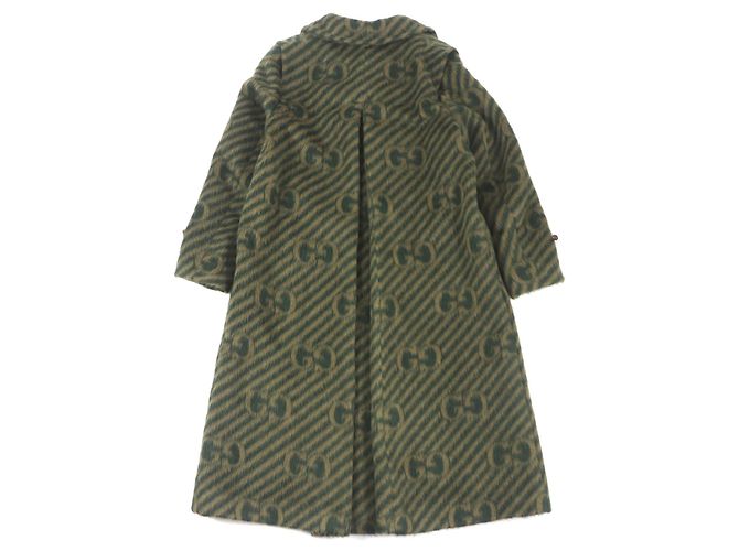 Abrigo de lana de llama GG Stripe Gucci verde 44 - vista 3
