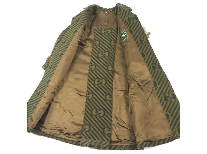 Abrigo de lana de llama GG Stripe Gucci verde 44 - vista 4