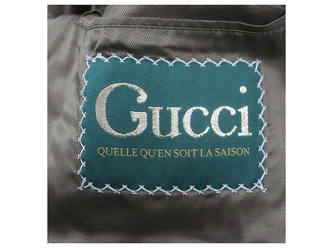 Abrigo de lana de llama GG Stripe Gucci verde 44 - vista 7