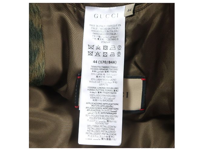 Abrigo de lana de llama GG Stripe Gucci verde 44 - vista 9