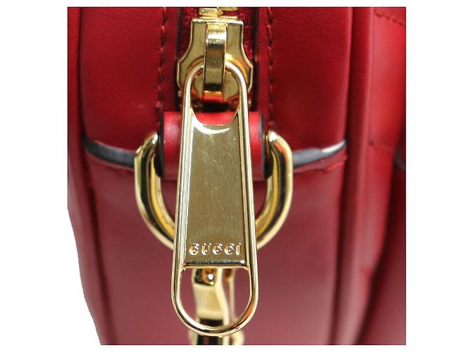 Gucci Interlocking G Heart Leather Shoulder Bag Red - view 5