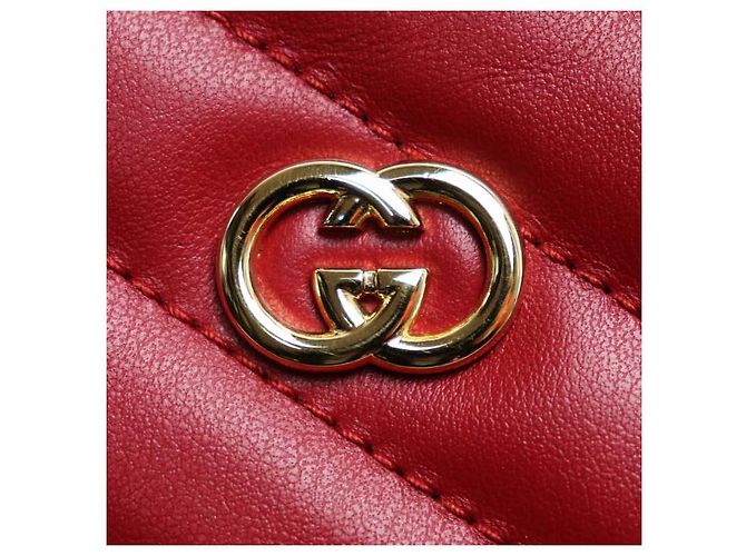 Gucci Interlocking G Heart Leather Shoulder Bag Red - view 6