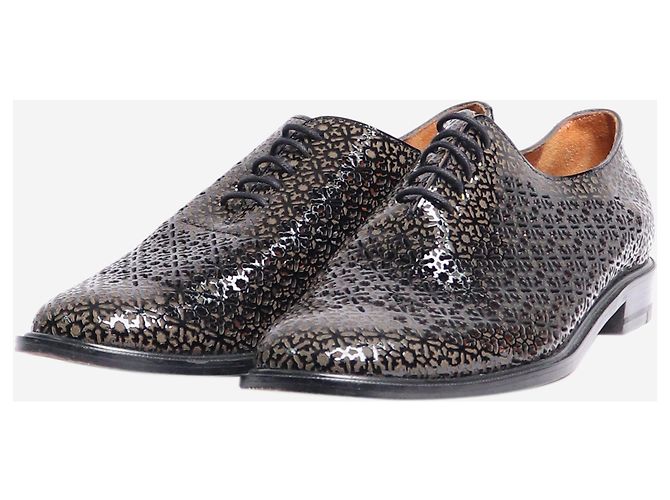 Robert Clergerie Schwarze Lackleder-Laser-Cut-Schuhe - Größe EU 37 - Ansicht 2