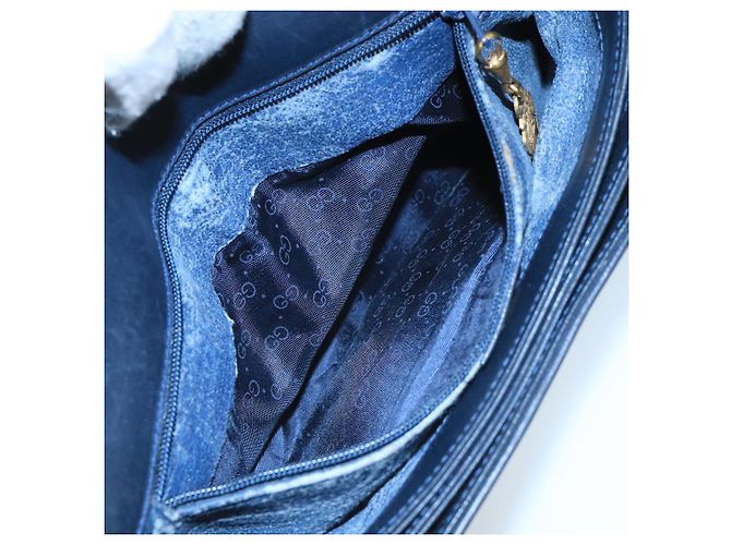 Gucci Borsa a spalla Micro GG Supreme in PVC Navy Gold Auth 106029 D'oro Blu navy - vista 3