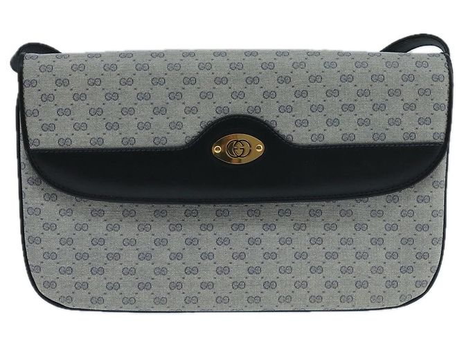Gucci Borsa a spalla Micro GG Supreme in PVC Navy Gold Auth 106029 D'oro Blu navy - vista 4