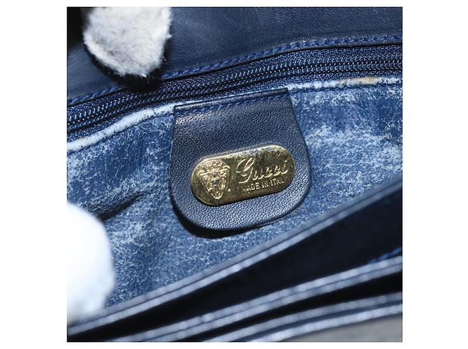 Gucci Borsa a spalla Micro GG Supreme in PVC Navy Gold Auth 106029 D'oro Blu navy - vista 7