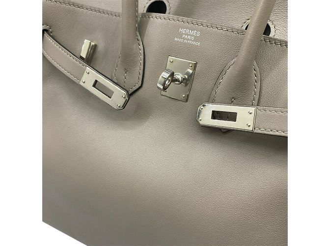 Hermès Hermes Birkin 25 Swift Handtasche Grau Asphalt Braun - Ansicht 12