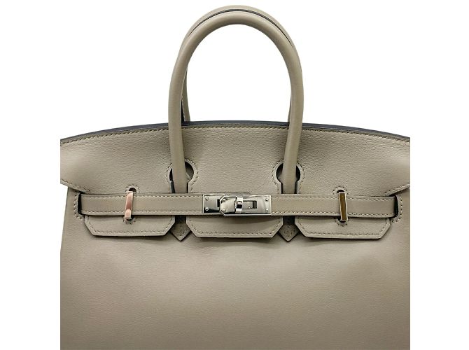 Hermès Hermes Birkin 25 Swift Handtasche Grau Asphalt Braun - Ansicht 2