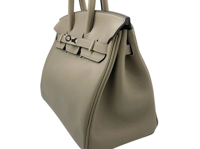 Hermès Hermes Birkin 25 Swift Handtasche Grau Asphalt Braun - Ansicht 4