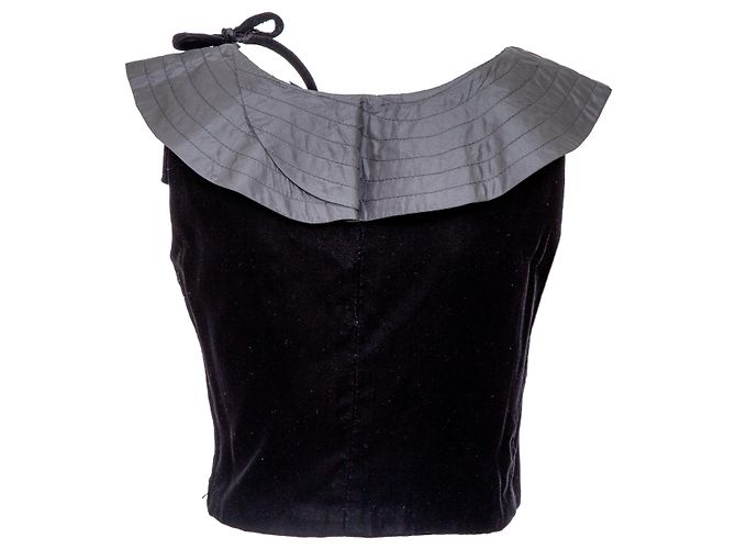 Autre Marque Collection Privée Samt-Top Schwarz - Ansicht 2