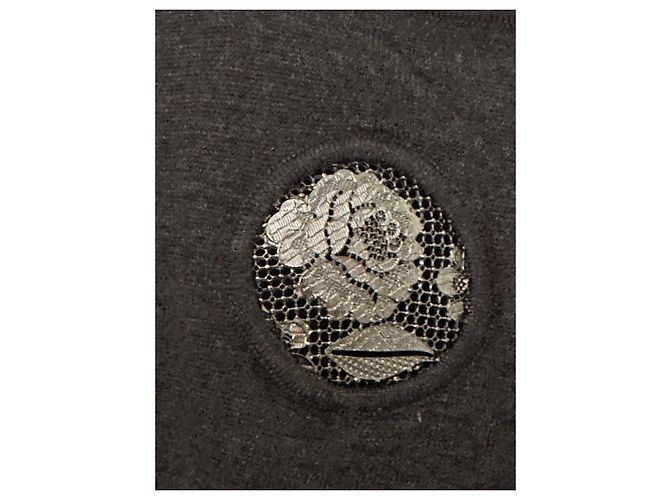 Chanel Langärmeliges Top mit Metallblumendekoren Anthrazitgrau - Ansicht 5