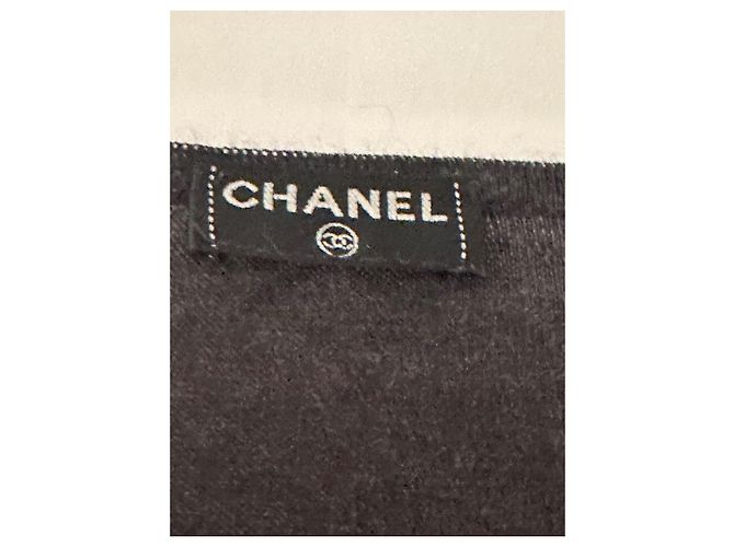 Chanel Langärmeliges Top mit Metallblumendekoren Anthrazitgrau - Ansicht 6