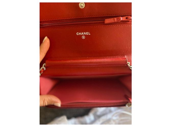 Wallet On Chain Clutch Chanel in pelle rossa Rosso - vista 3