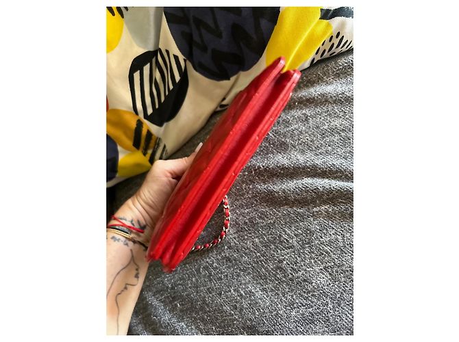 Wallet On Chain Clutch Chanel in pelle rossa Rosso - vista 5
