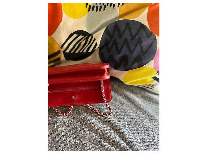 Wallet On Chain Clutch Chanel in pelle rossa Rosso - vista 7
