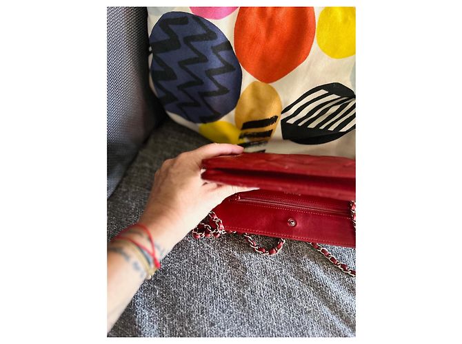 Wallet On Chain Clutch Chanel in pelle rossa Rosso - vista 8