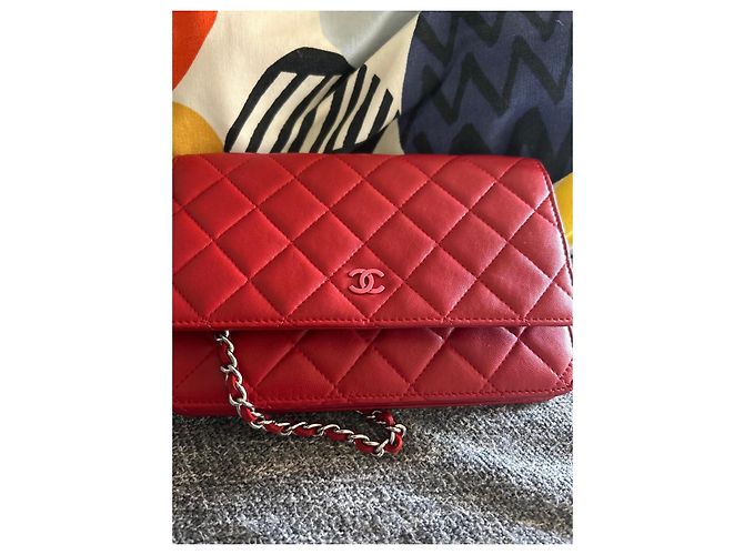 Wallet On Chain Clutch Chanel in pelle rossa Rosso - vista 9