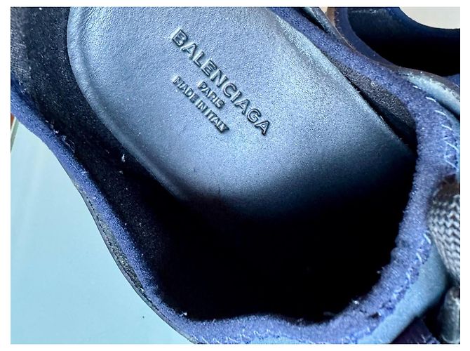 Sneakers Balenciaga Blu Navy in Cotone e Pelliccia - vista 7