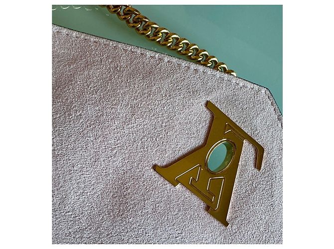 Borsa Louis Vuitton Mylockme BB Rosa Beige Pelle - vista 10