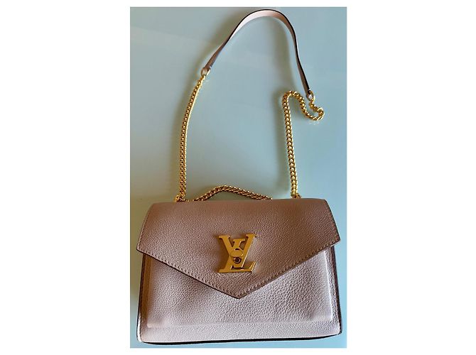 Borsa Louis Vuitton Mylockme BB Rosa Beige Pelle - vista 2