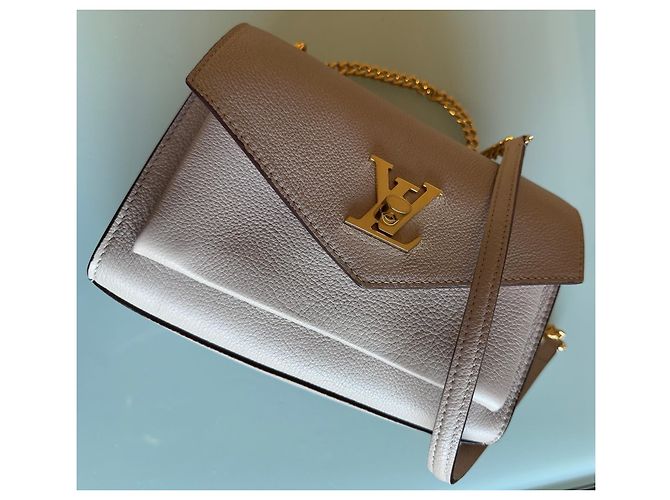Borsa Louis Vuitton Mylockme BB Rosa Beige Pelle - vista 6