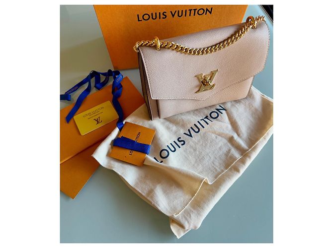 Borsa Louis Vuitton Mylockme BB Rosa Beige Pelle - vista 7