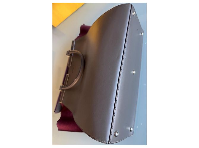3 Jours Fendi Handtasche Grau Dunkelrot Leder Samt Metall Bordeaux - Ansicht 10