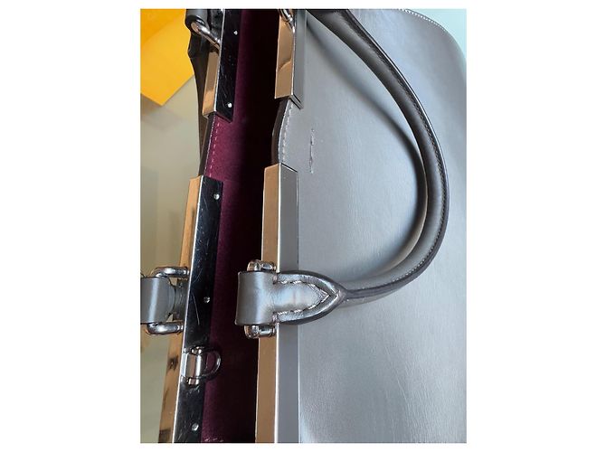 3 Jours Fendi Handtasche Grau Dunkelrot Leder Samt Metall Bordeaux - Ansicht 11