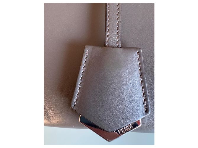 3 Jours Fendi Handtasche Grau Dunkelrot Leder Samt Metall Bordeaux - Ansicht 3