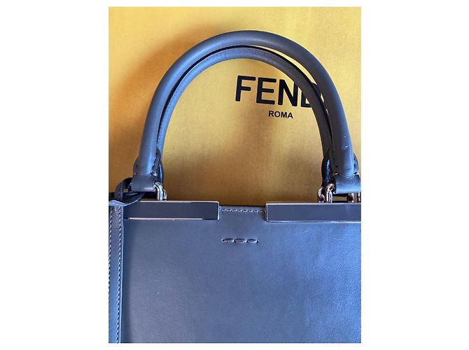 3 Jours Fendi Handtasche Grau Dunkelrot Leder Samt Metall Bordeaux - Ansicht 4