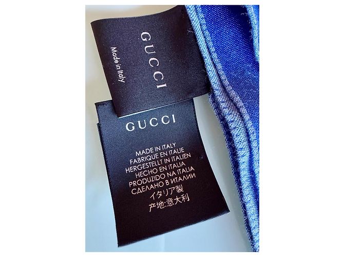 Cachecol Gucci de seda e lã azul - vista 2