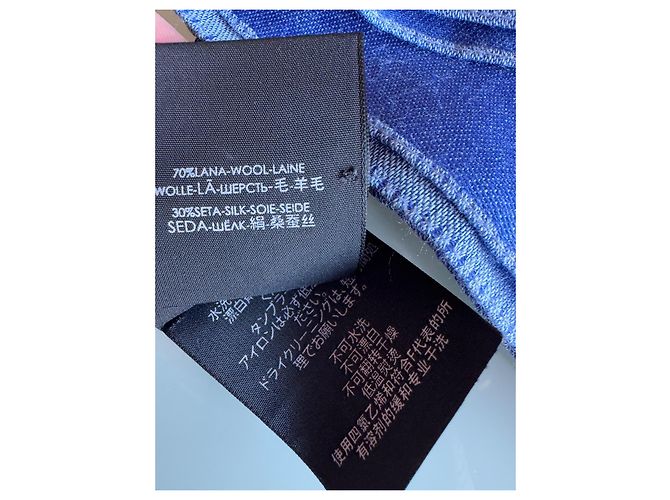 Cachecol Gucci de seda e lã azul - vista 6