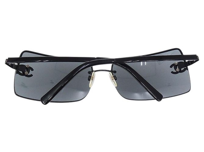 Gafas de sol Chanel CC Logo negras con tinte de strass 4104-B Negro - vista 3