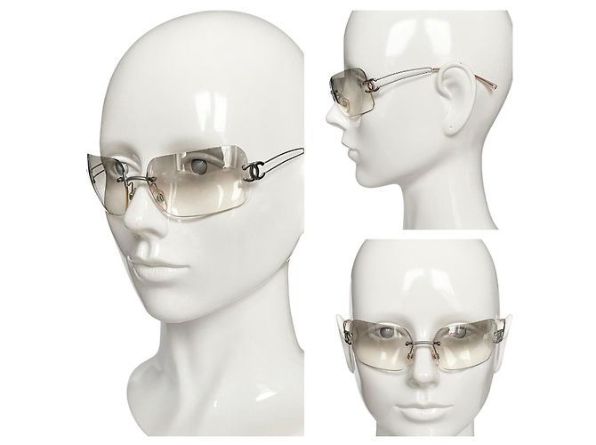 Chanel CC Logo silberne randlose Sonnenbrille 4068 - Ansicht 3