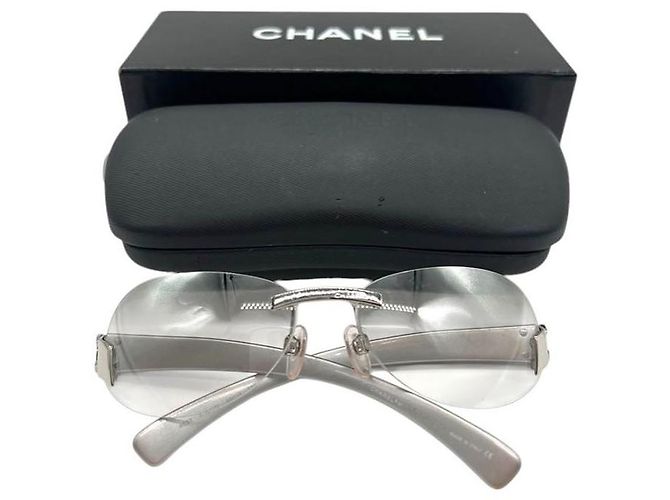 Chanel CC Logo silberne graue randlose Sonnenbrille 4037 - Ansicht 2