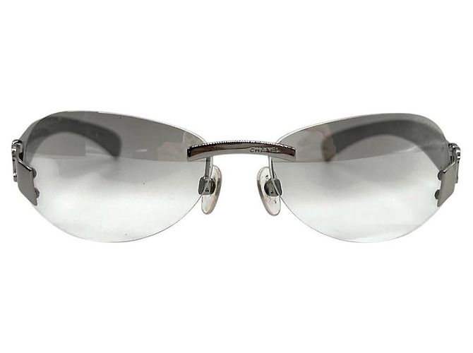 Chanel CC Logo silberne graue randlose Sonnenbrille 4037 - Ansicht 4