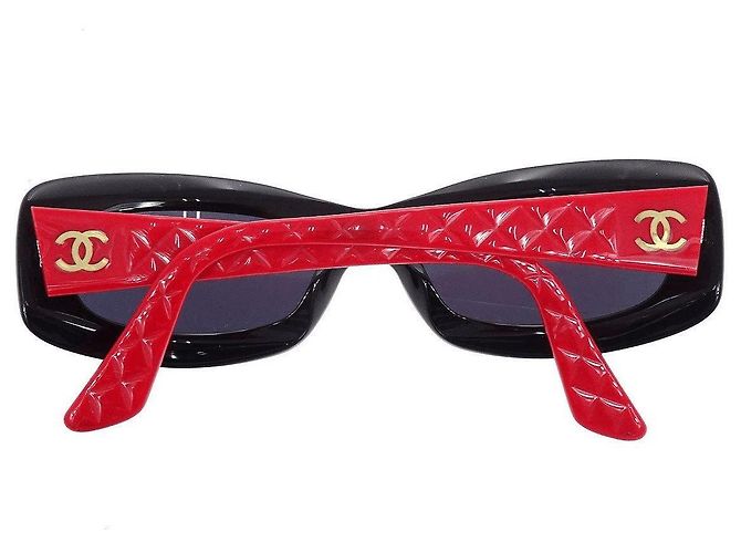 Chanel Gold CC Logo gesteppte schwarze Kirschrote Sonnenbrille 5006 Golden - Ansicht 3