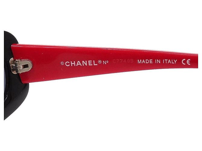 Chanel Gold CC Logo gesteppte schwarze Kirschrote Sonnenbrille 5006 Golden - Ansicht 5
