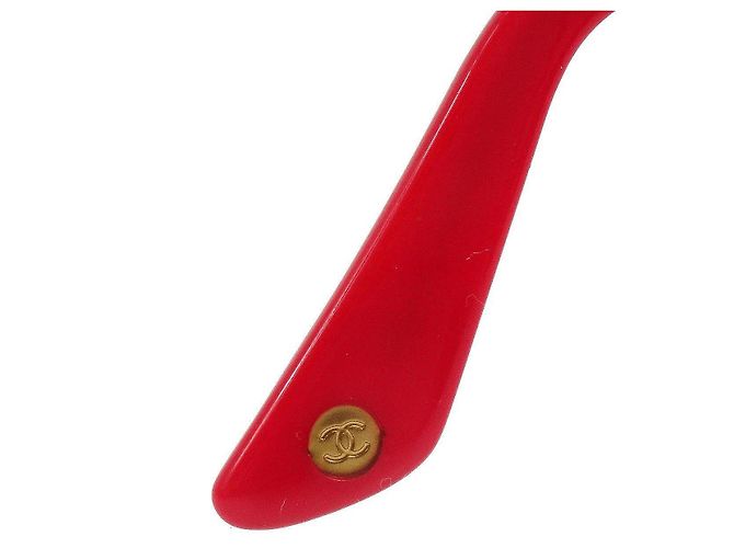 Chanel Gold CC Logo gesteppte schwarze Kirschrote Sonnenbrille 5006 Golden - Ansicht 6