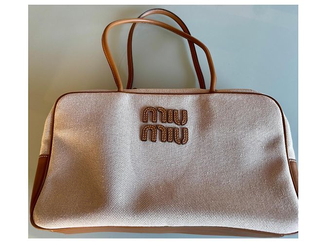 Borsa a mano Miu Miu Brandy Beige e Marrone Scuro Pelle - vista 2