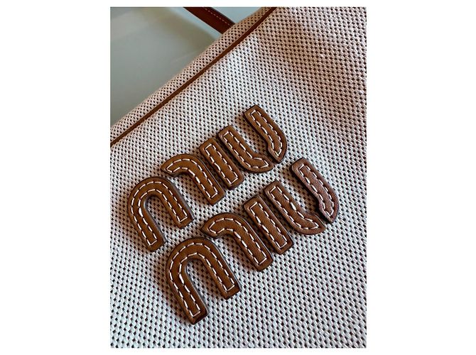 Borsa a mano Miu Miu Brandy Beige e Marrone Scuro Pelle - vista 3