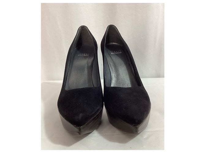 Escarpins à plateforme Stuart Weitzman en daim noir - vue 10