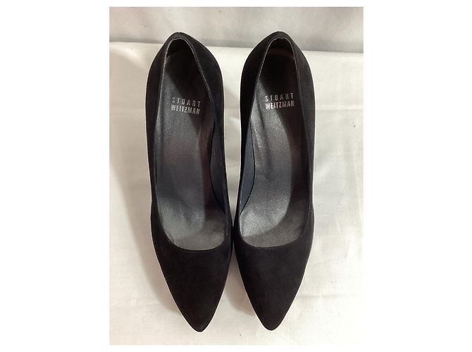 Escarpins à plateforme Stuart Weitzman en daim noir - vue 15