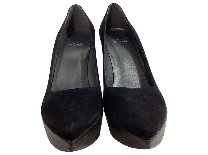Escarpins à plateforme Stuart Weitzman en daim noir - vue 2