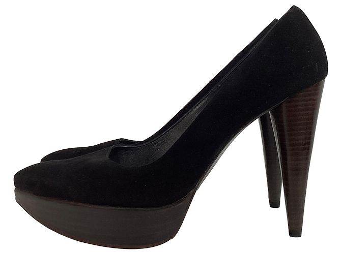Escarpins à plateforme Stuart Weitzman en daim noir - vue 3